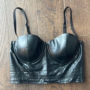 Guess Faux Leather Crop Top - XS